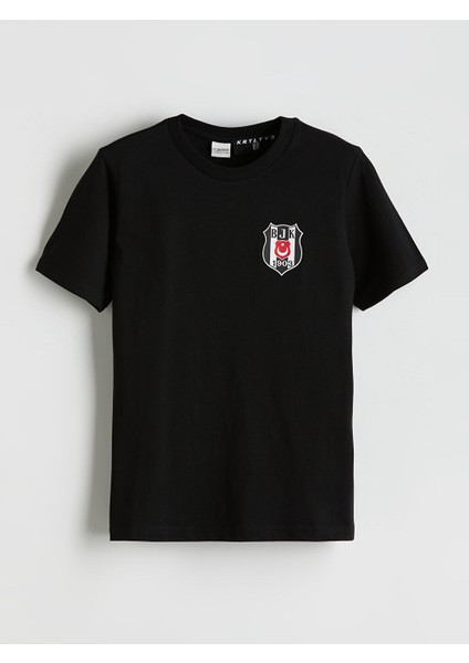 Yeni Sezon Bisiklet Yaka Besiktas Baskili Erkek Cocuk Tisort - S5H151Z4