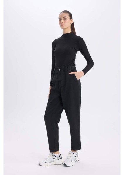 Yeni Sezon Paperbag Gabardin Kumaş Pantolon Cepli Standart Paça Gabardin Pantolon modelleri