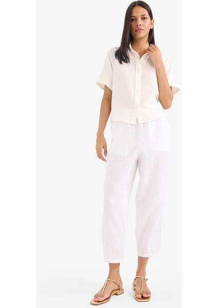 Yeni Sezon Tapered Fit Yüksek Bel Uzun Boy Müslin Pantolon modelleri