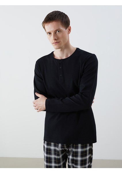 Yeni Sezon Bisiklet Yaka Uzun Kollu Erkek Pijama Ust - S5MM19Z8