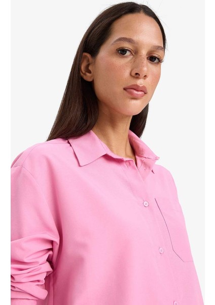 Yeni Sezon Oversize Geniş Kalıp Poplin Uzun Kollu Gömlek