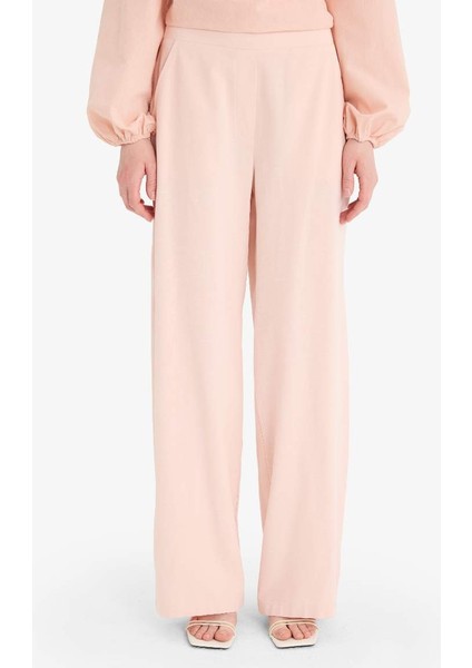 Yeni Sezon Wide Leg Keten Karışımlı Geniş Paça Pantolon