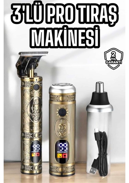 Tıraş Makinesi Üç Başlıklı Saç Sakal ve Vücut Tıraşına Uygun