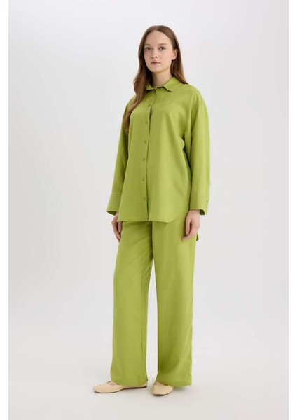 Yeni Sezon Wide Leg Keten Karışımlı Geniş Paça Pantolon modelleri