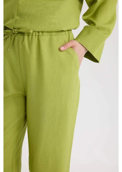 Yeni Sezon Wide Leg Keten Karışımlı Geniş Paça Pantolon fırsatları