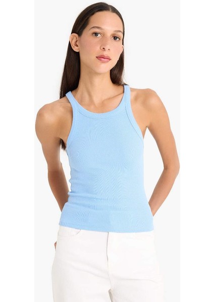 Yeni Sezon Slim Fit Dar Kesim Halter Yaka Fitilli Kaşkorse Atlet fırsatları