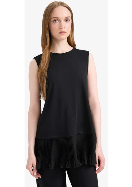 Yeni Sezon Regular Fit Bisiklet Yaka Basic Düz Tesettür Kolsuz Tunik modelleri