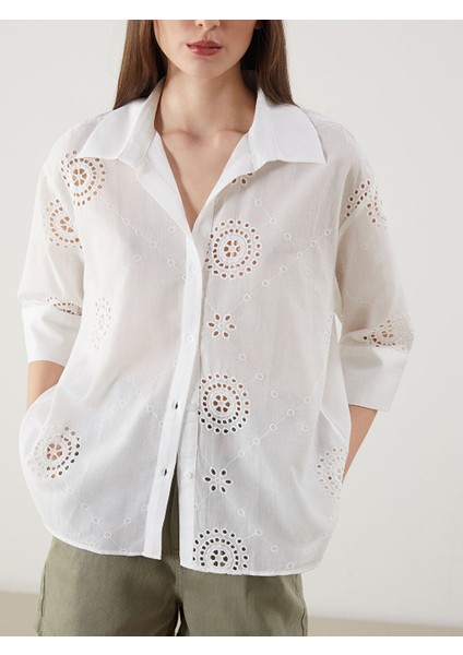 Yeni Sezon Ajurlu Oversize Kadin Gomlek - S5MD91Z8 modelleri