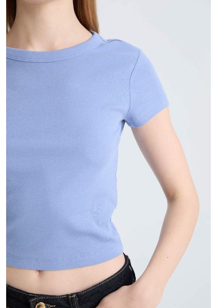 Yeni Sezon Coool Fitted Basic Düz Fitilli Kaşkorse Kısa Kollu Tişört