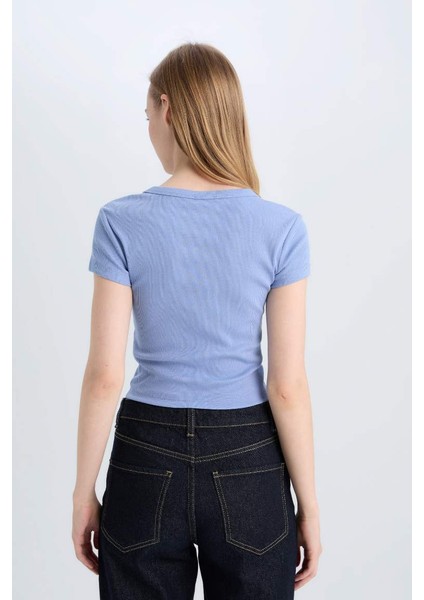 Yeni Sezon Coool Fitted Basic Düz Fitilli Kaşkorse Kısa Kollu Tişört
