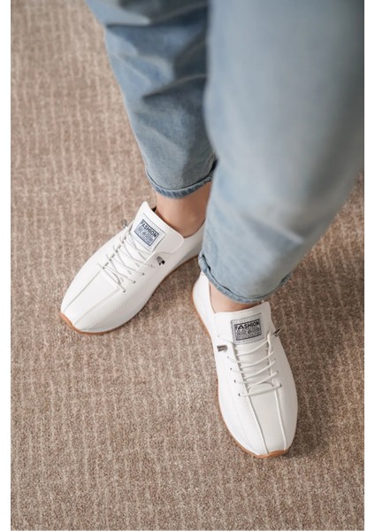 Kadın Lastik Bağcıklı Ortopedik Taban Sneaker Spor Ayakkabı