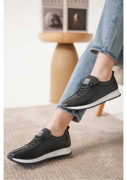 Kadın Lastik Bağcıklı Ortopedik Taban Sneaker Spor Ayakkabı
