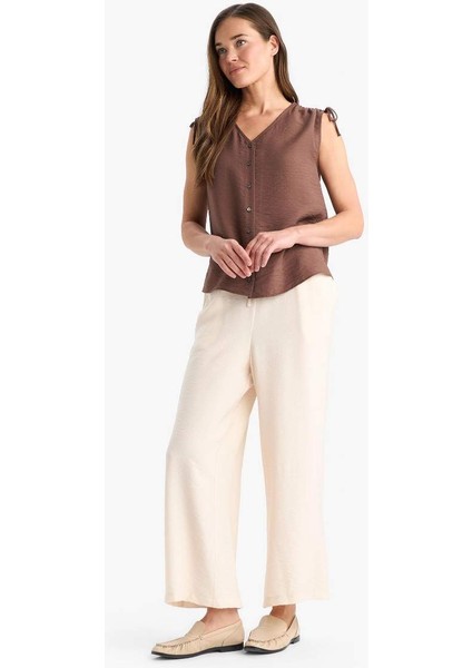 Yeni Sezon Regular Fit Cep Detaylı Geniş Paça Pantolon