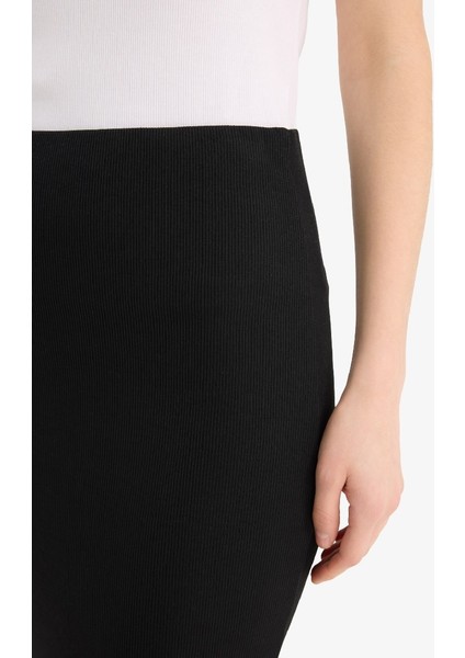 Yeni Sezon Yüksek Bel Fitilli Kaşkorse Basic Düz Maxi Siyah Kalem Etek fırsatları