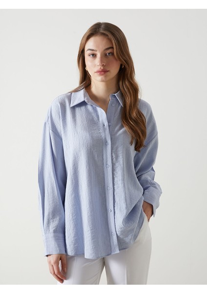 Yeni Sezon Dokulu Oversize Kadin Gomlek - S5I336Z8