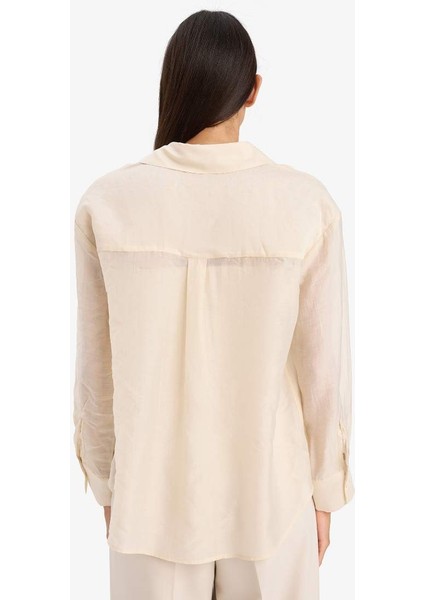 Yeni Sezon Oversize Geniş Kalıp Basic Düz Modal Uzun Kollu Gömlek