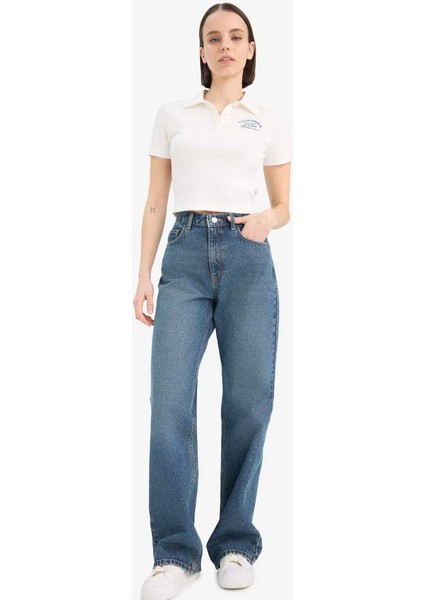 Yeni Sezon Coool Fitted Baskılı Ribana Kısa Kollu Polo Beyaz Tişört fiyatları