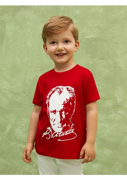 Yeni Sezon Bisiklet Yaka Ataturk Baskili Erkek Bebek Tisort - S4DL65Z1