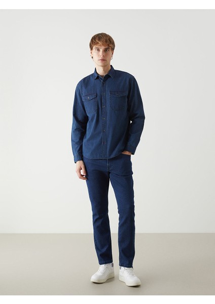 Yeni Sezon Regular Fit Uzun Kollu Erkek Jean Gomlek - S5GE07Z8