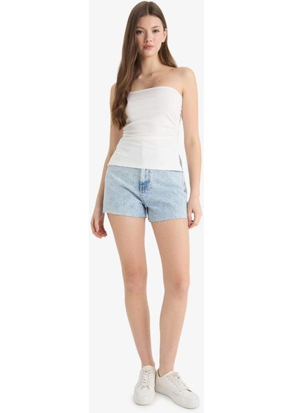 Yeni Sezon Fitted Straplez Beyaz Atlet