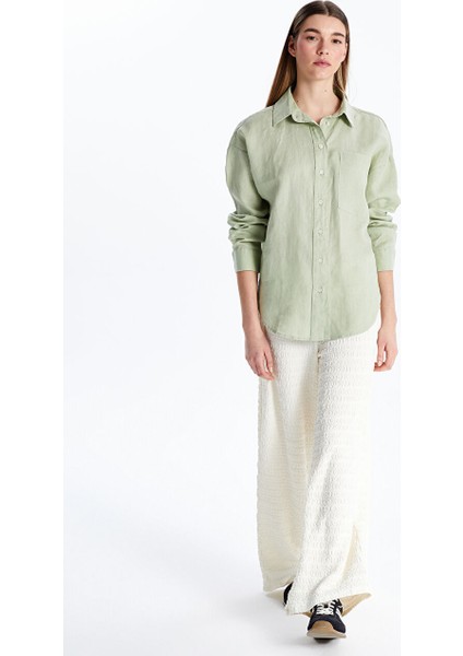 Yeni Sezon Oversize Keten Kadin Gomlek - S5LT33Z8