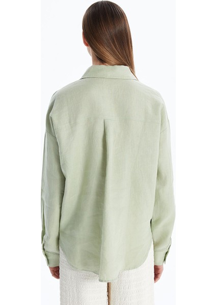 Yeni Sezon Oversize Keten Kadin Gomlek - S5LT33Z8