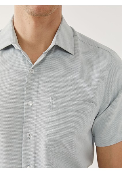 Yeni Sezon Regular Fit Kisa Kollu Armurlu Erkek Gomlek - S5EC49Z8