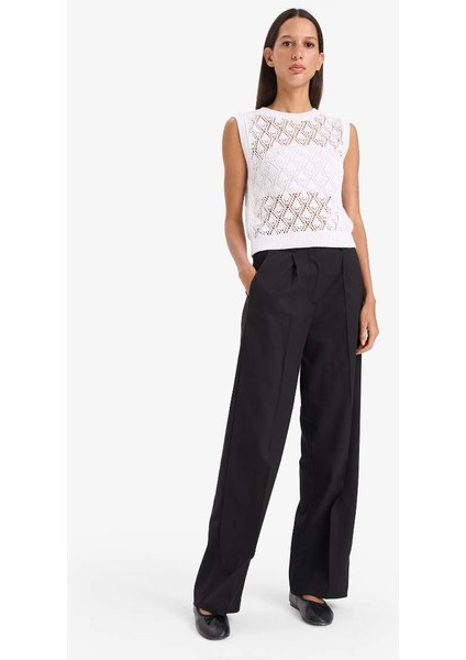 Yeni Sezon Regular Fit Bisiklet Yaka Ajurlu Triko Atlet