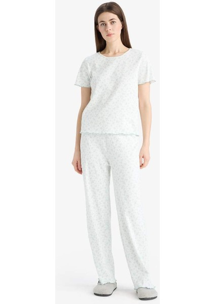 Yeni Sezon Pijama Takımı Ribana Kısa Kollu Pijama Üstü Esnek Belli Uzun Pijama Altı-Fall In Love fiyatları