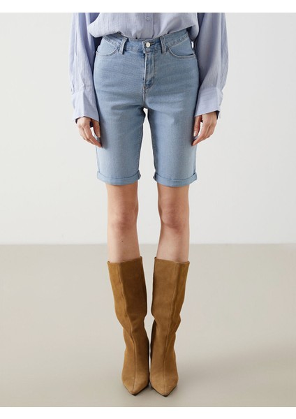 Yeni Sezon Dar Fit Kadin Jean Sort - S5DN09Z8