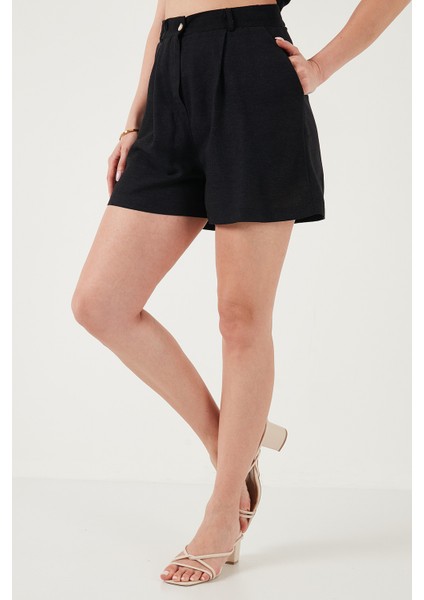 Pamuk ve Keten Karışımlı Slim Fit Yelek Şort Takım Bayan Takım 5866118