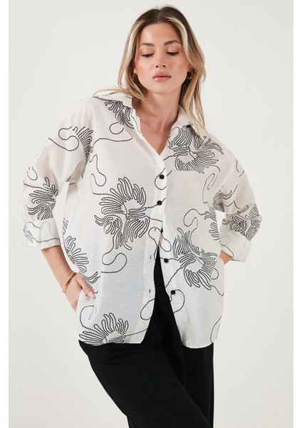 Desenli Regular Fit Uzun Kollu Gömlek Bayan Gömlek 6773200
