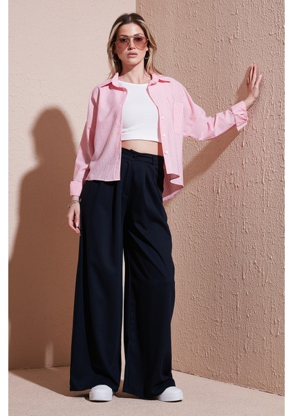Wide Leg Yüksek Bel Geniş Paça Palazzo Pantolon Bayan Pantolon 5866290