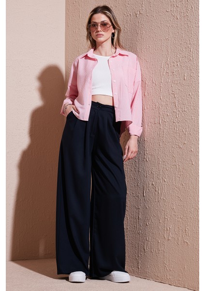 Wide Leg Yüksek Bel Geniş Paça Palazzo Pantolon Bayan Pantolon 5866290 modelleri
