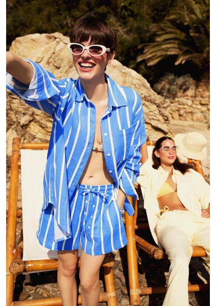 Yeni Sezon Oversize Geniş Kalıp Çizgili Müslin Uzun Kollu Gömlek modelleri