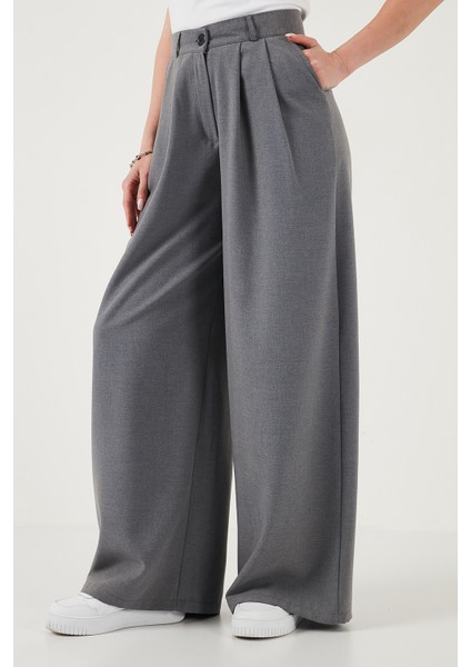 Wide Leg Yüksek Bel Geniş Paça Palazzo Pantolon Bayan Pantolon 5866290 fırsatları