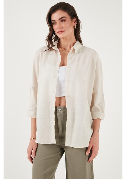 Streç Pamuklu Oversize Fit 2' Li Paket Gömlek-Atlet Set Bayan Gömlek-Atlet Set 67810014979S2