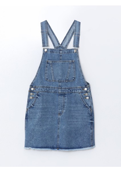 Yeni Sezon Kare Yaka Kadin Jean Salopet Elbise - S5LS26Z8