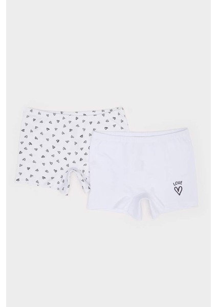 Yeni Sezon Kız Çocuk Kalp Desenli 2'li Boxer
