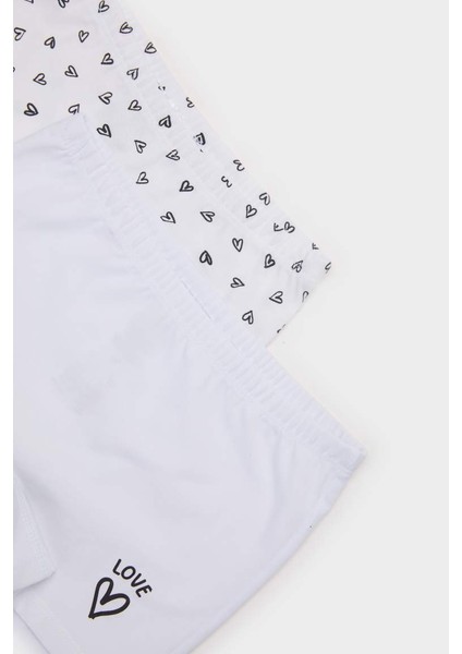 Yeni Sezon Kız Çocuk Kalp Desenli 2'li Boxer