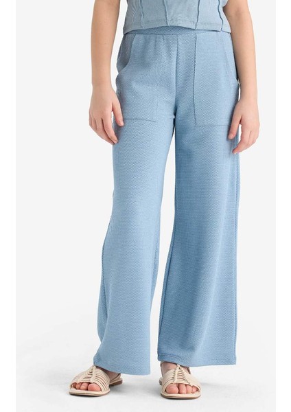 Yeni Sezon Kız Çocuk Wide Leg Geniş Bol Paça Beli Lastikli Eşofman Altı