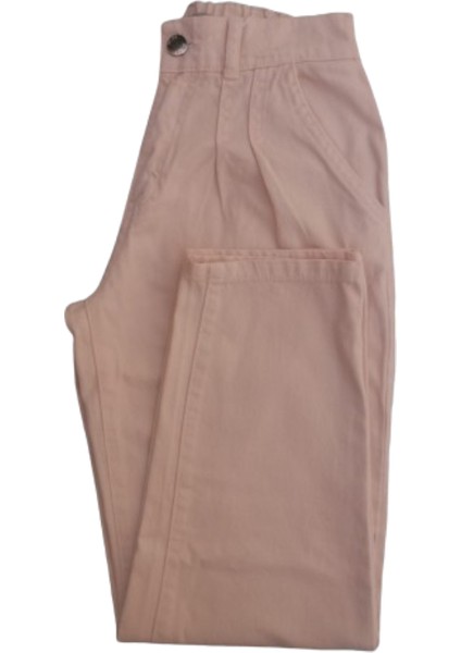 Kız Çocuk Pantolon Gabardin Kumaş Mevsimlik Krem Renkli Jean Kesim modelleri