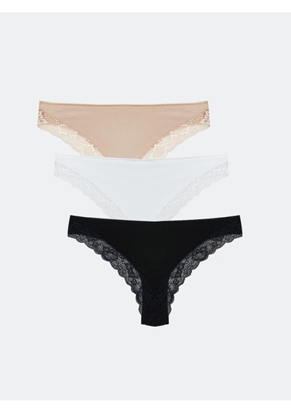Yeni Sezon Dantel Detayli Brazilian Kulot 3'lu Paket - S50273Z8 fiyatları