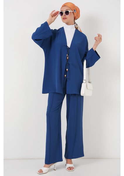 Kadın Ayrobin Kimono Pantolon Ikili Takım 6739 - Indigo