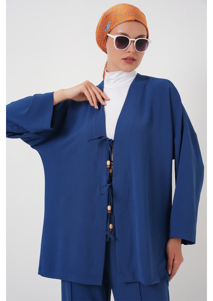 Kadın Ayrobin Kimono Pantolon Ikili Takım 6739 - Indigo