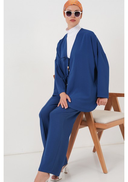 Kadın Ayrobin Kimono Pantolon Ikili Takım 6739 - Indigo