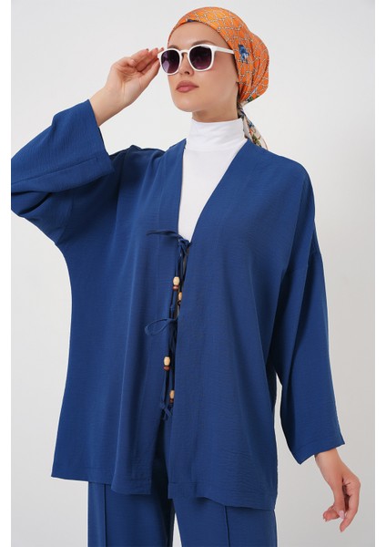 Kadın Ayrobin Kimono Pantolon Ikili Takım 6739 - Indigo