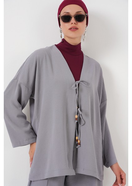 Kadın Ayrobin Kimono Pantolon Ikili Takım 6739 - Gri fiyatları