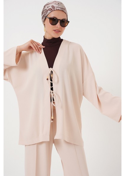 Kadın Ayrobin Kimono Pantolon Ikili Takım 6739 - Krem modelleri