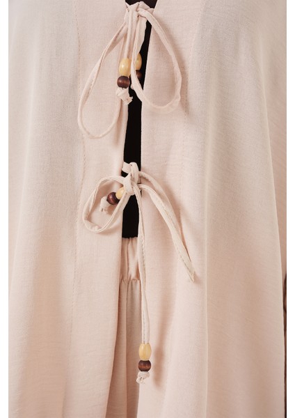 Kadın Ayrobin Kimono Pantolon Ikili Takım 6739 - Krem indirimleri